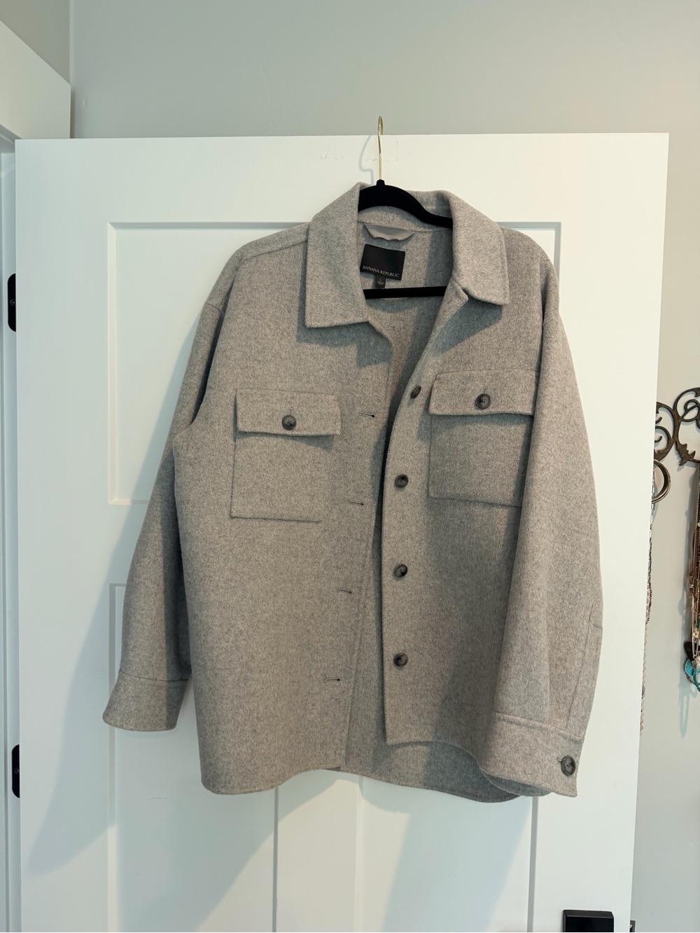Banana Republic Light Gray Wool Shirt Jacket
